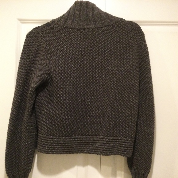 Chunky Knit Charcoal Gray Zip Up Cardigan - Picture 3 of 5